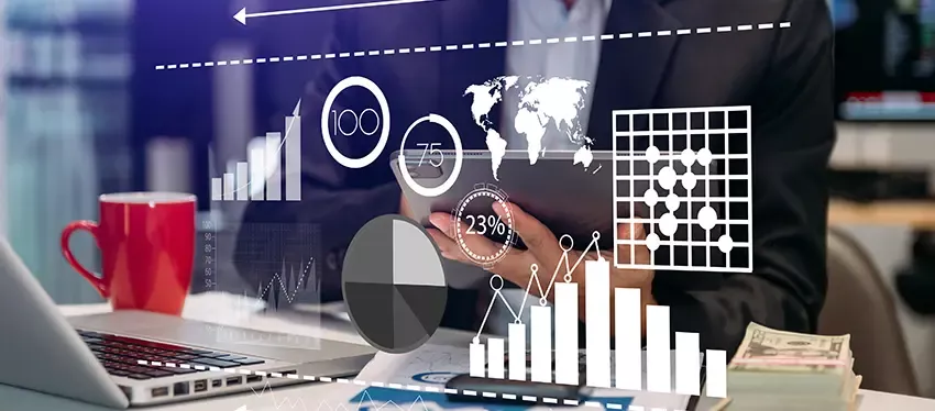 Iconografía de productividad empresarial con business apps