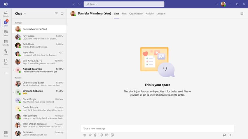 ALT Visual pestaña de chat personal una de las novedades Microsoft Teams