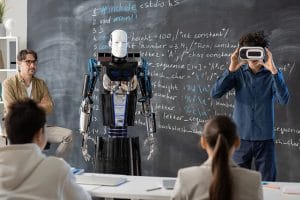 Aula con alumnos probando herramientas de Inteligencia Artificial 