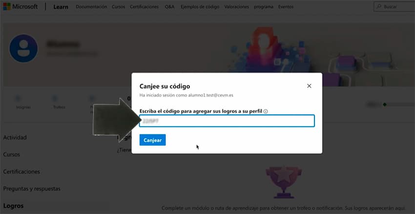 Paso 1 para canjear códigos de logros