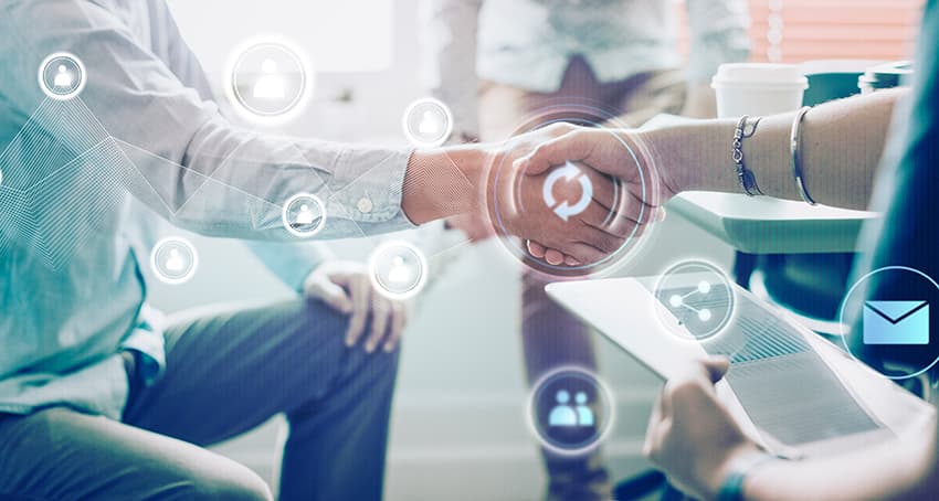 Foto con símbolos de productividad con innovación digital y de aplicaciones