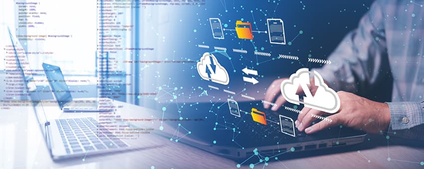 Entorno de trabajo virtual con iconos de competencias tecnológicas