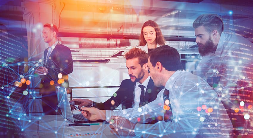 Equipo empresarial adoptando un modelo Business Apps de Microsoft 