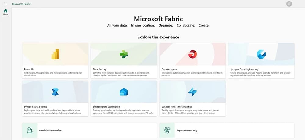 interfaz de Microsoft Fabric y sus aplicaciones 