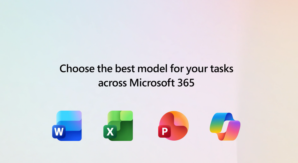 Iconos de Word, Excel, PowerPoint y Microsoft 365 Copilot, aplicaciones compatibles con GPT-5.6