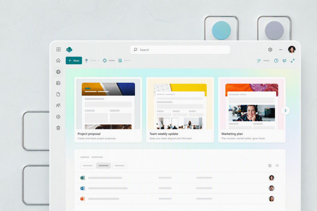 Sitio de SharePoint con documentos organizados y accesibles para Copilot