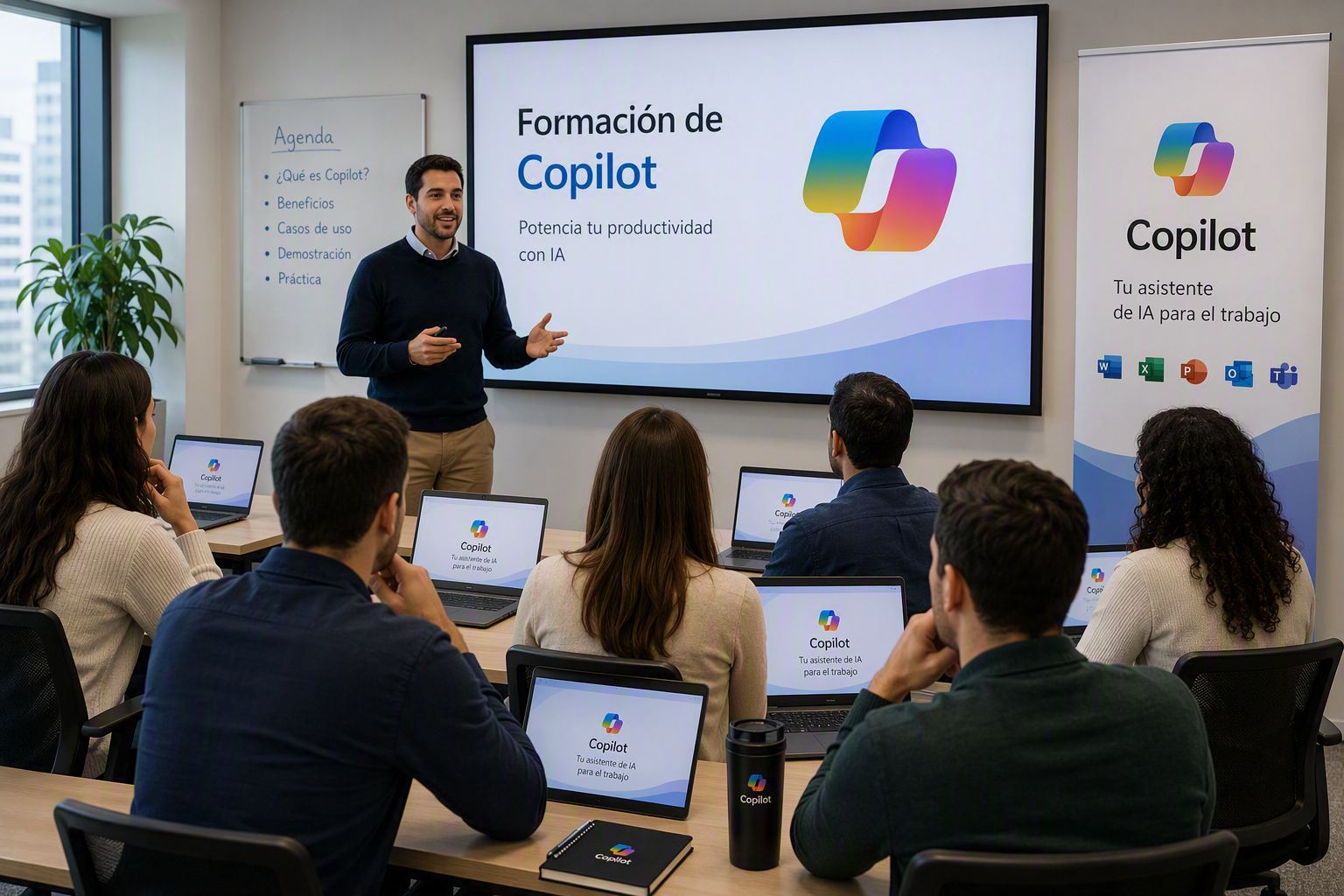 Empleados participando en una sesión de formación oficial de Microsoft